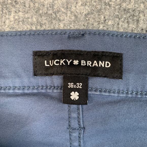 Lucky Brand Pants Mens 36 Shark Blue Cotton Stretch Flat Front 5 Pocket Chino - Picture 5 of 10
